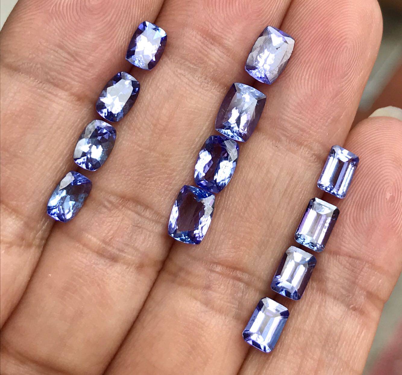 天然坦桑石裸石戒面长方形枕型6mm57mm镶嵌配石珠宝奇石