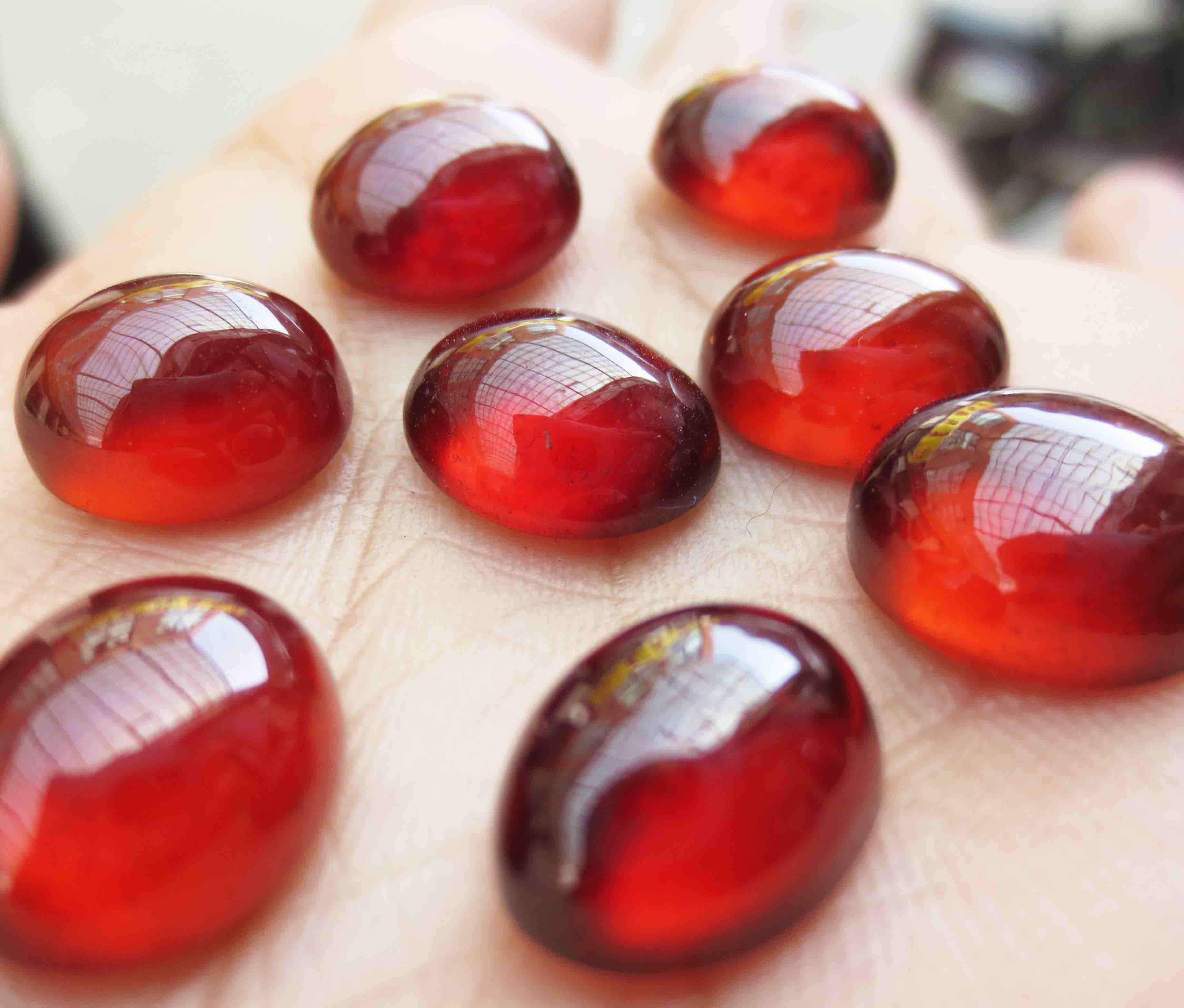 莫桑比克天然石榴石裸石戒面素面蛋面10mm定制戒指其它首饰