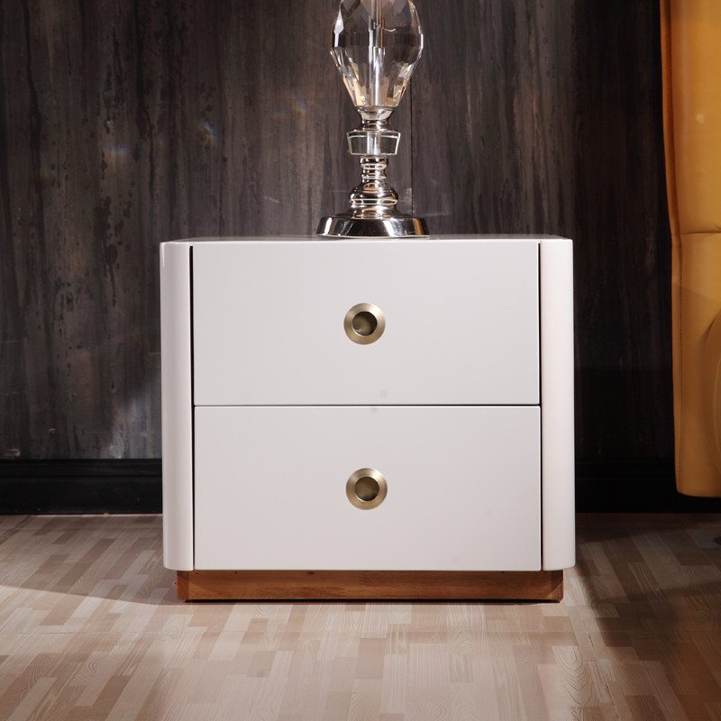 现代简约白色床头柜实木床边板式储物柜钢琴漆小户型床头柜