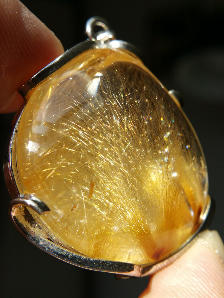 金发原石晶挂吊坠挂件天然水晶项坠形状发晶一物一图颈饰