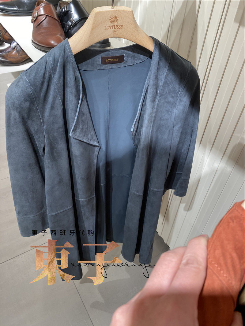 西班牙代购lottusse乐途仕折扣女士羊皮中长麂皮皮衣皮衣
