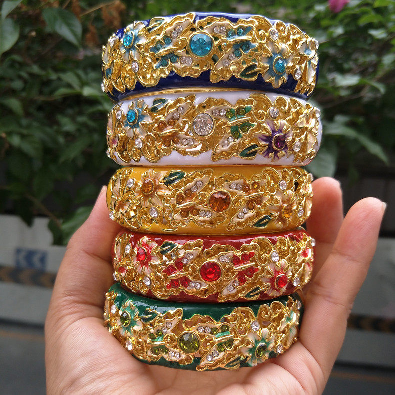 手镯景泰蓝北京高档大气镂空带钻双层老外创意礼品