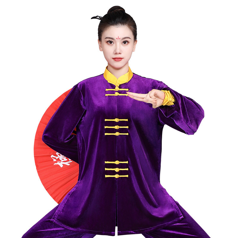 秋冬新款太极服女南韩高端太极拳练功金丝绒武术太极服