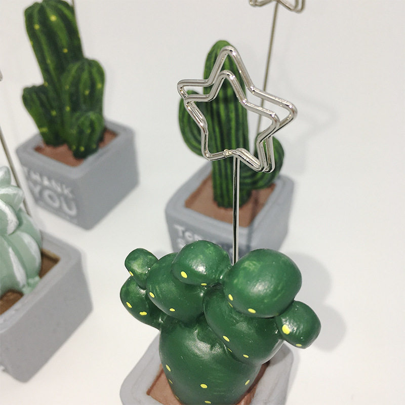 韩国可爱仙人掌造型树脂植物照片创意桌面留言便条夹