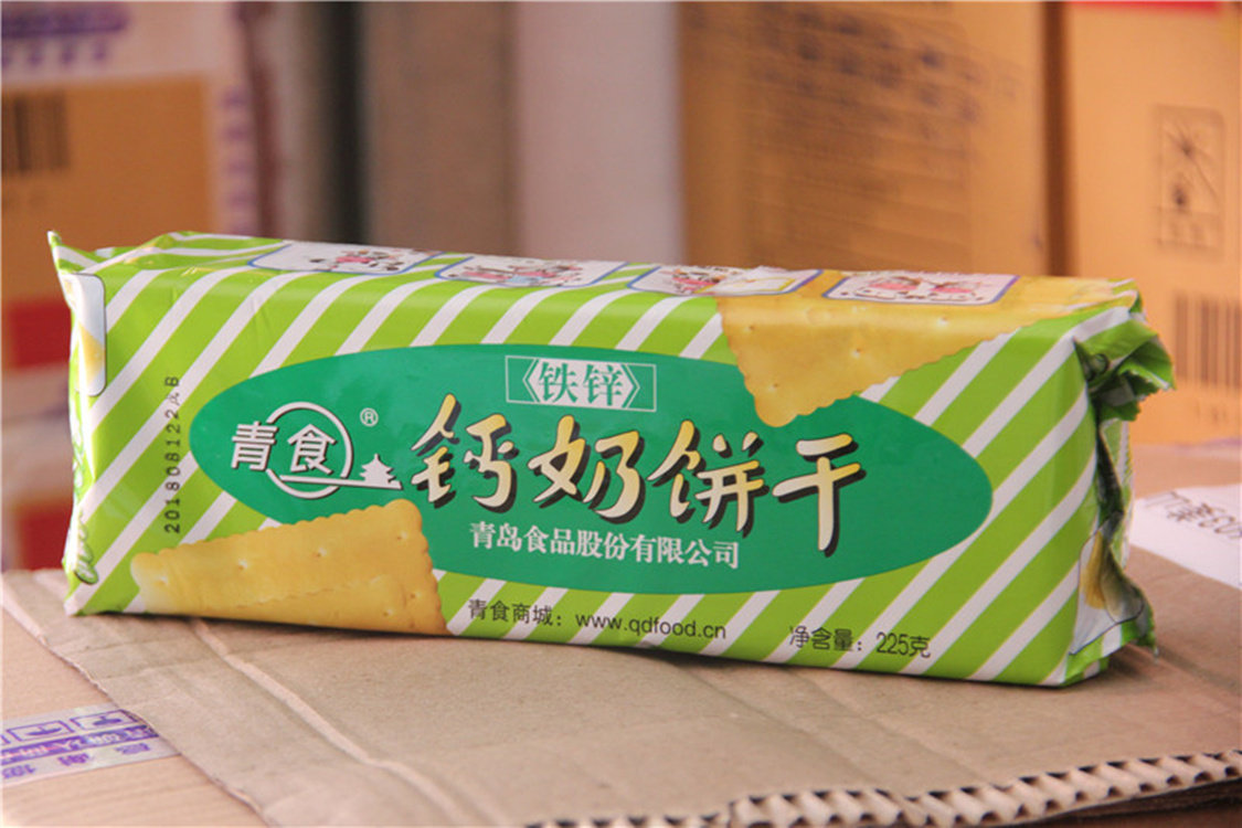 青岛青食铁锌饼干钙奶饼干225g山东特产儿美食早餐童年青零食