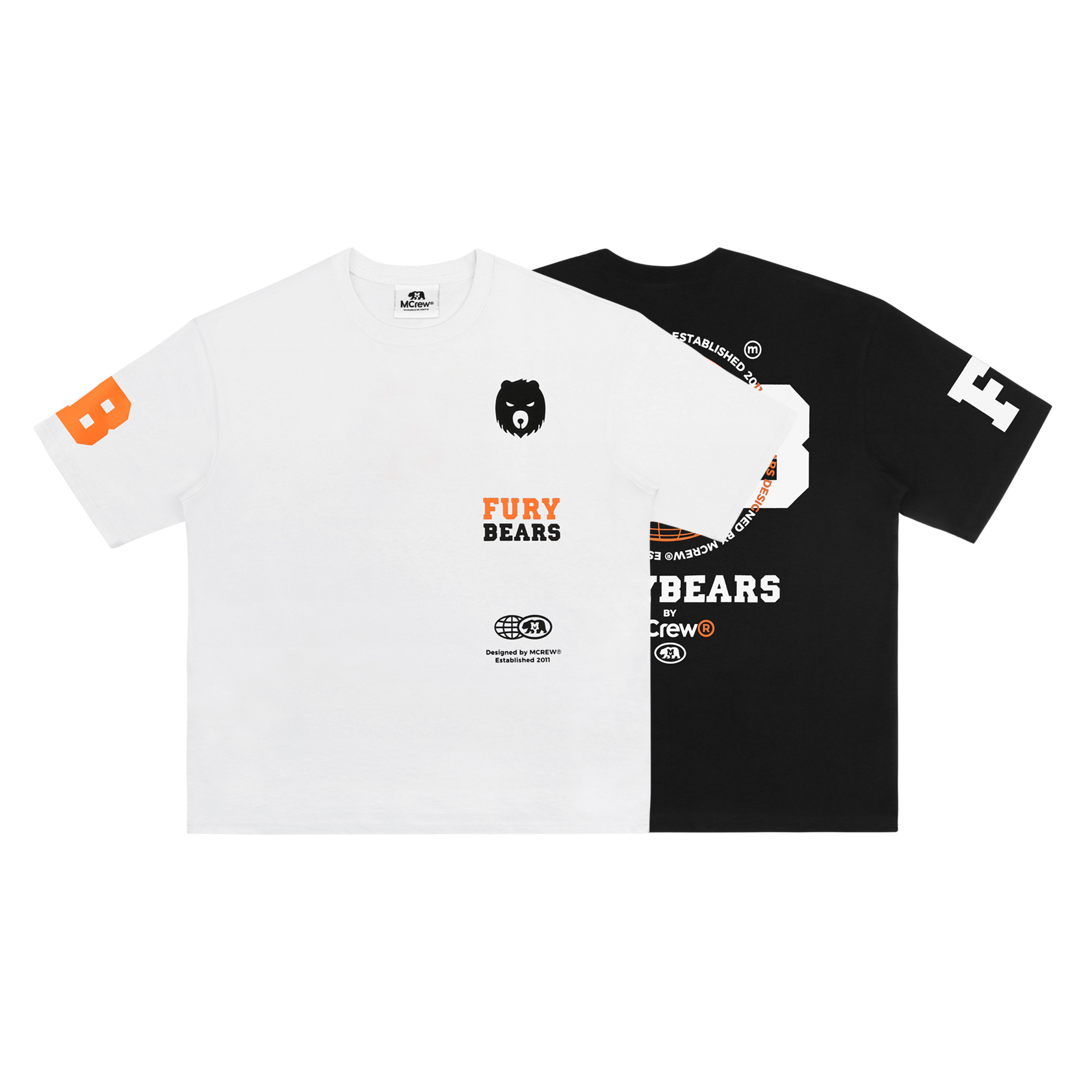 MCrew CABEAR系列夏季新款FB印花白色黑色宽松纯棉圆领短袖T恤