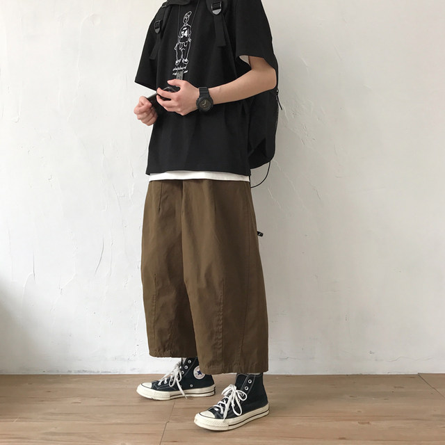 Jiwuu / Japanese work wear retro wide leg Capris for men and women Jiwuu / Japanese work wear retro wide leg Capris for men and women