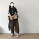 Jiwuu / Japanese work wear retro wide leg Capris for men and women Jiwuu / Japanese work wear retro wide leg Capris for men and women