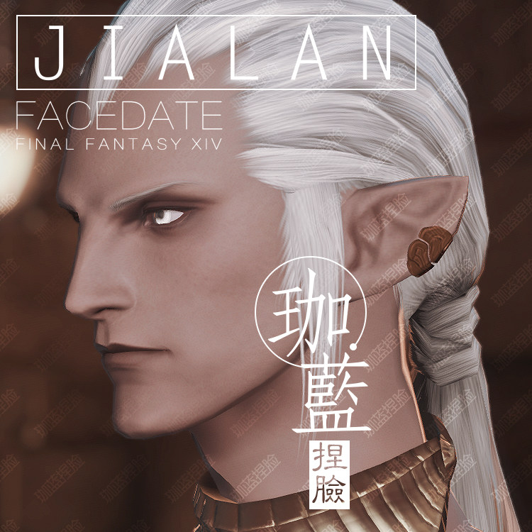 【珈蓝】最终幻想14ff14捏脸数据脸型精灵族男精森林【黑鹿】
