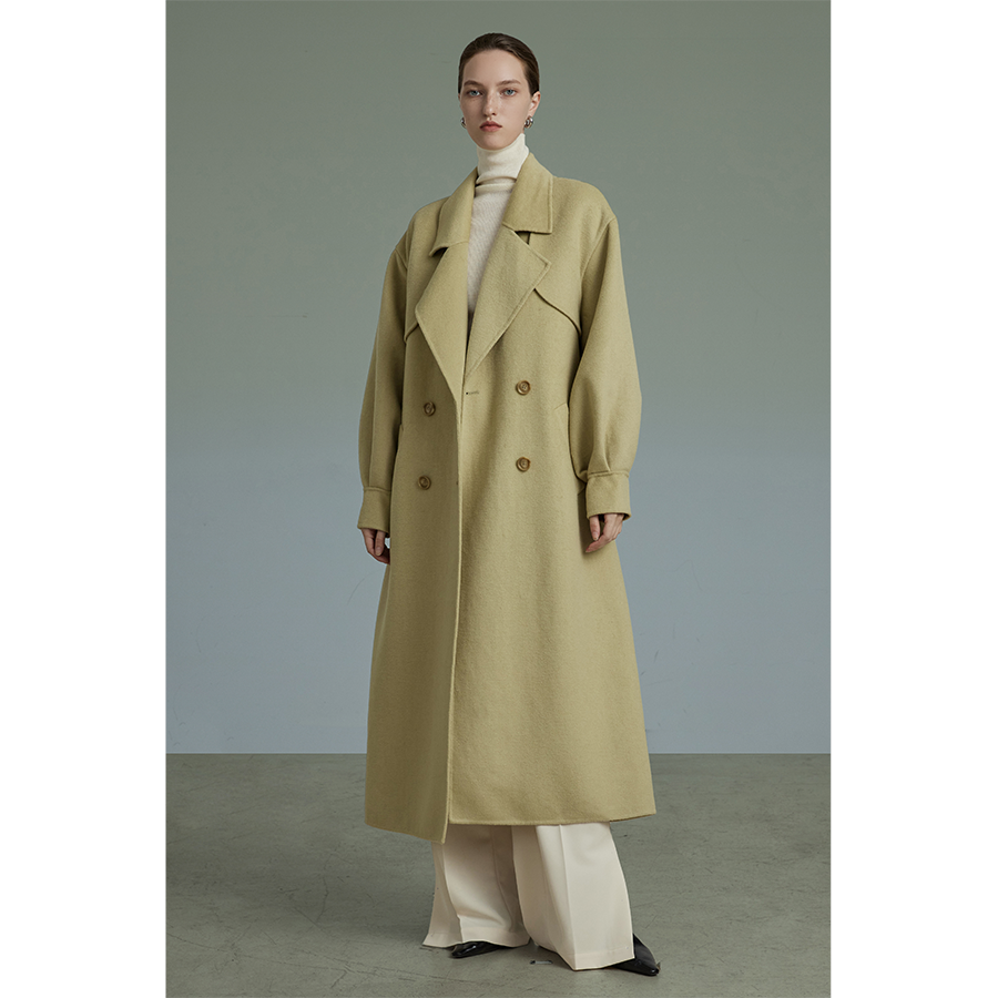 unspoken活页羊毛大衣2022年冬季新款廓感大翻驳领毛呢外套