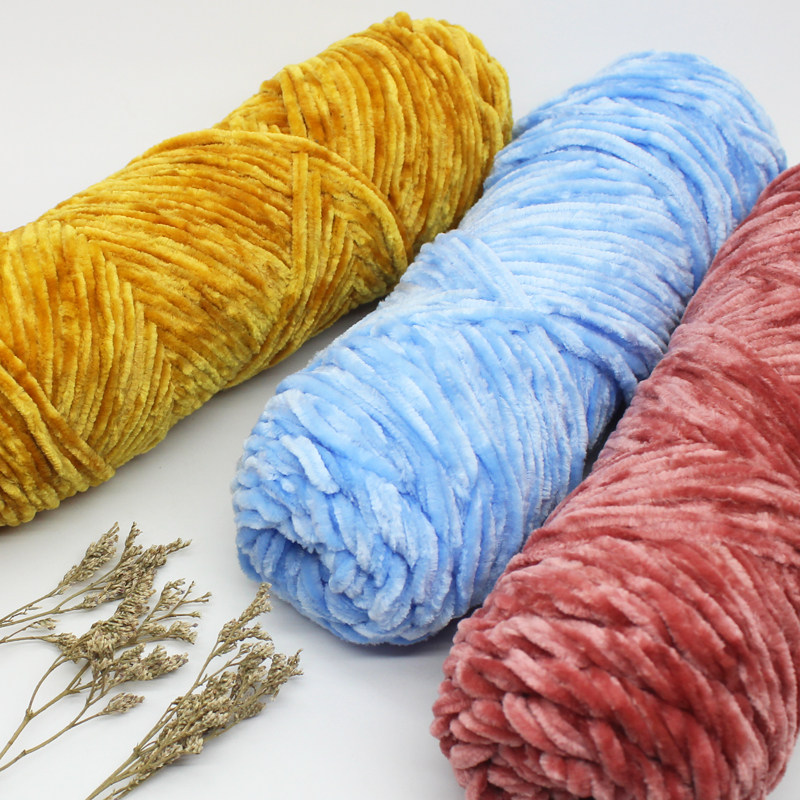 雪尼尔暴力熊钩针包钩针材料粗线金丝围巾编织diy毛线