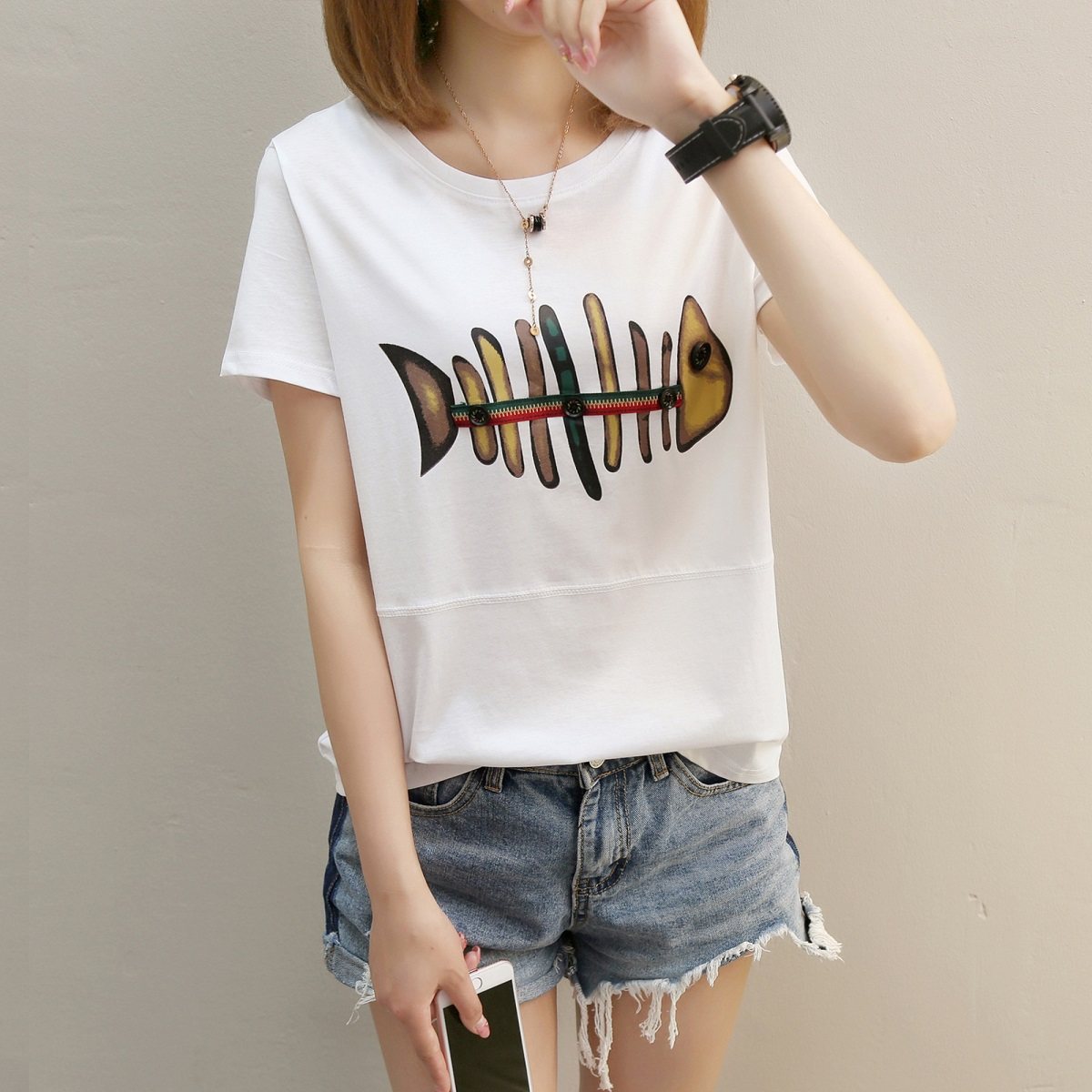 短袖t恤女夏装2017新款宽松韩版百搭衣服女夏半袖体恤学生上衣女