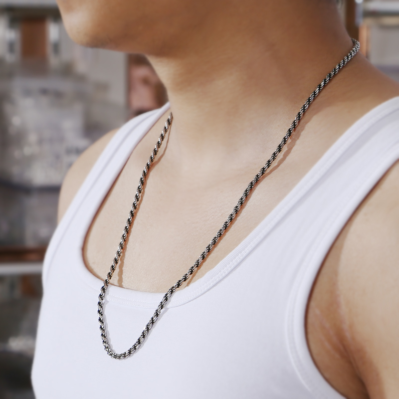 富贵鹿个性复古男生裸链锁骨生日礼物泰国时尚项链