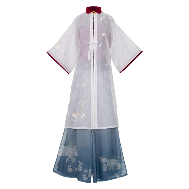 雪中春信清水溪汉初原创汉服暗纹立领褂子明制汉服