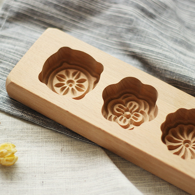 木忆清明绿豆糕花型南瓜月饼红豆糕面食品木质烘焙模具
