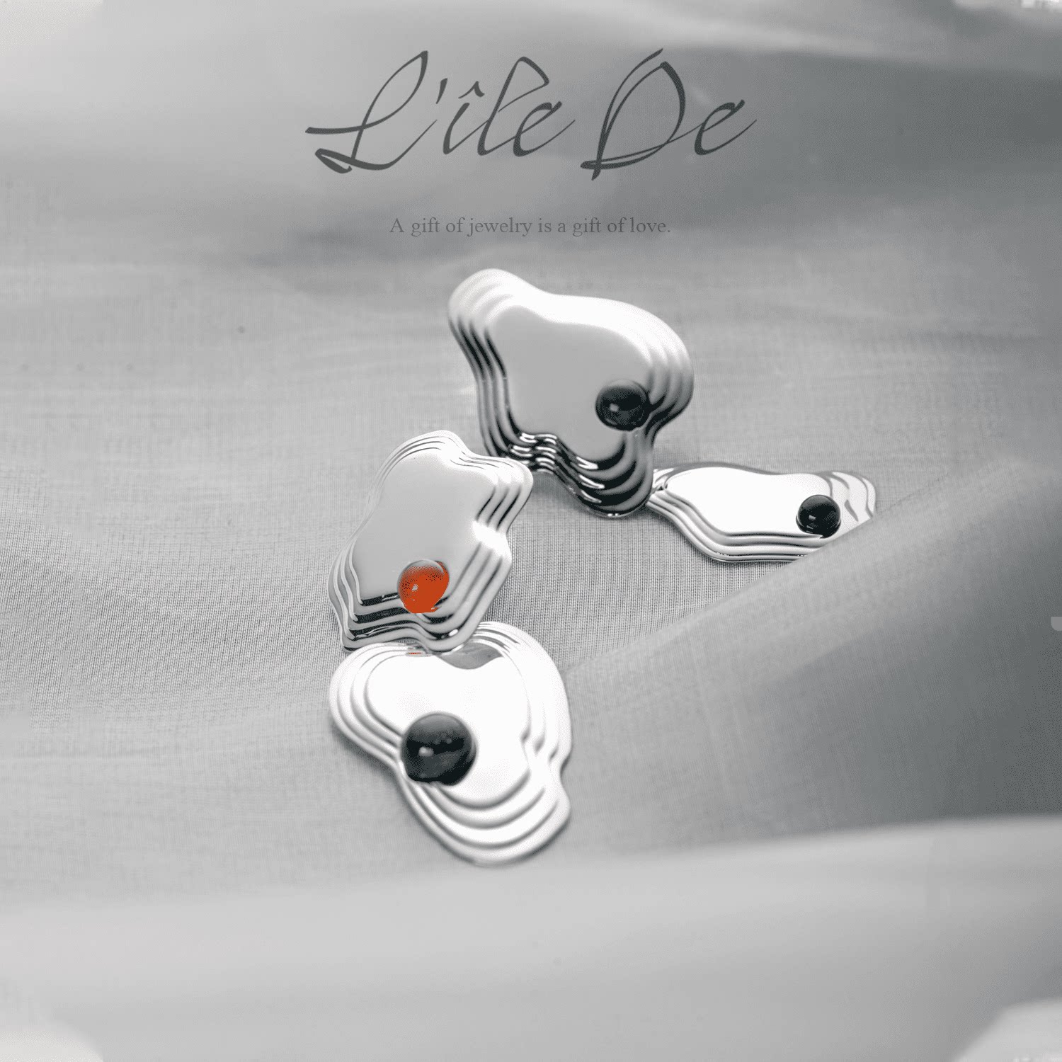 18k简约耳环设计两色金银金金银系列水融饰品耳环