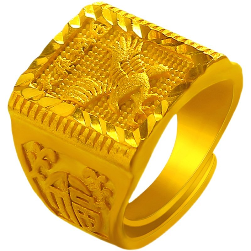 越南沙金戒指男开口大鹰展翅镀18k金戒指土豪戒子指环首饰送礼物