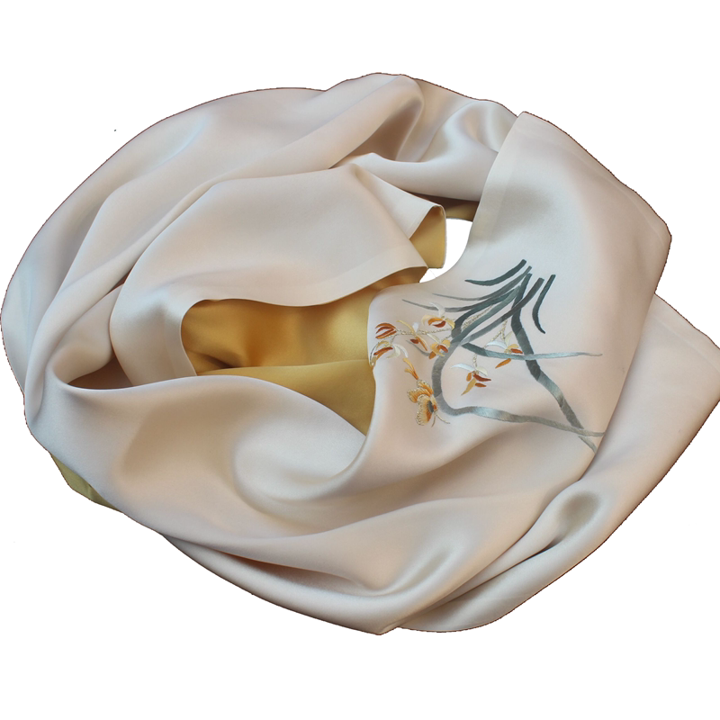 苏州特产丝绸真丝丝巾苏绣手工刺绣中国国风围巾