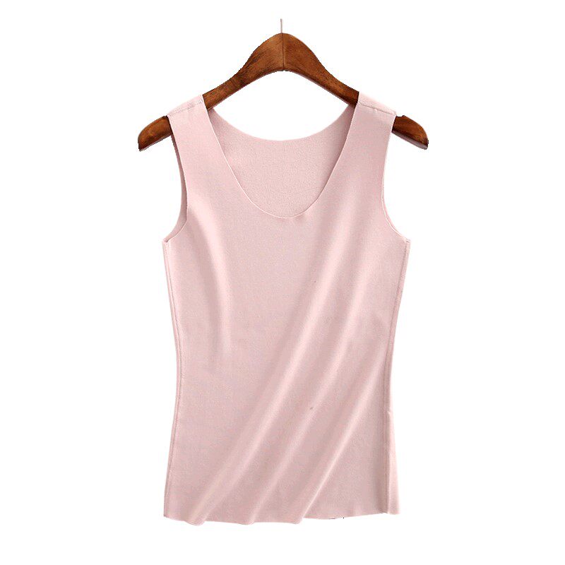 加绒背心女无痕保暖内衣发热背心加厚上衣德绒圆领大码打底衫冬款