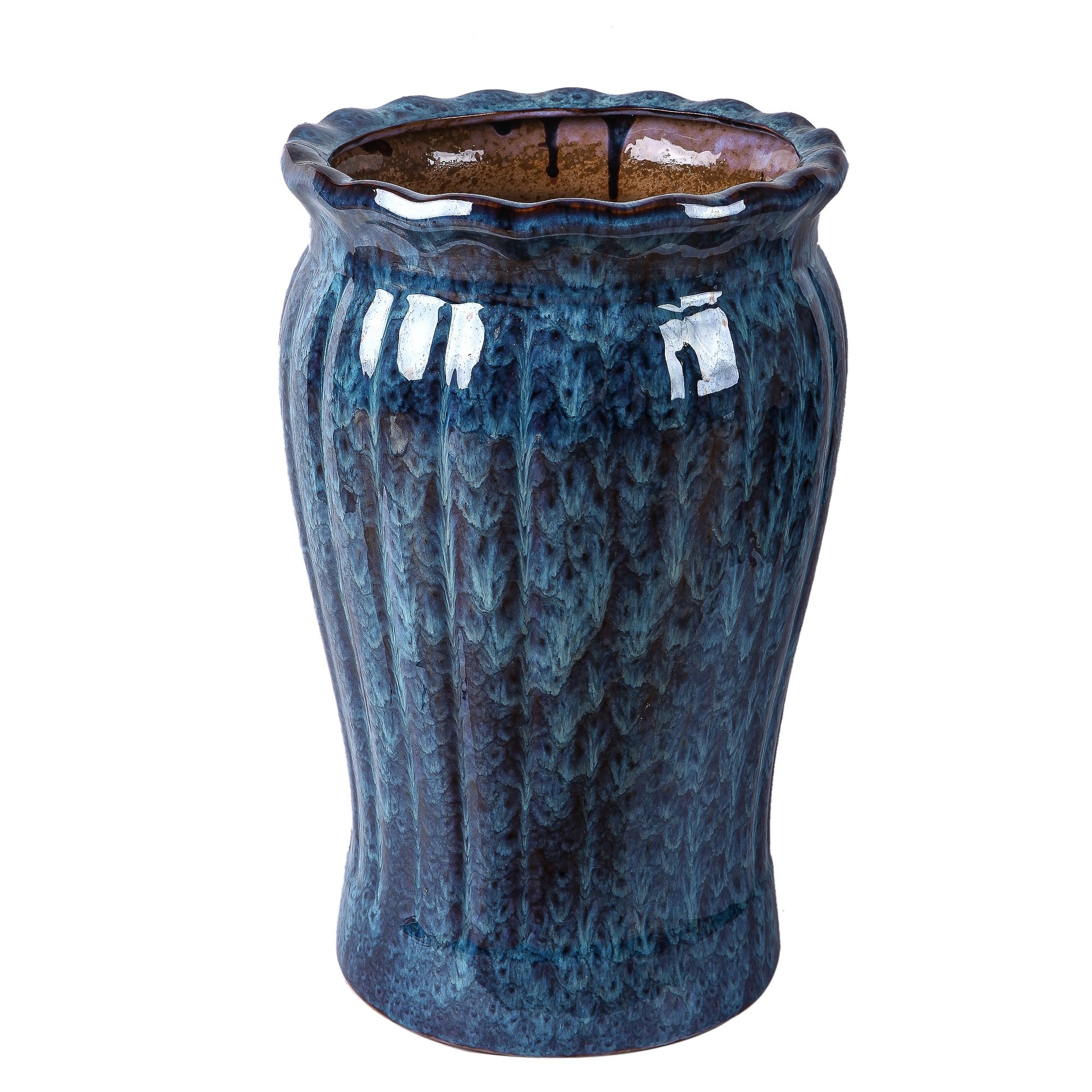 高筒花盆陶瓷大号特大号超大口径孔雀蓝种树阳台客厅庭院大盆清仓