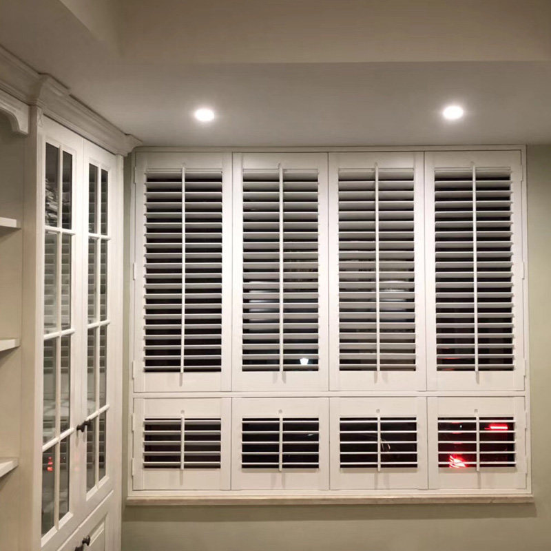 百叶冠轩欧式实木百叶窗窗帘打孔木质隔断推拉门百叶帘