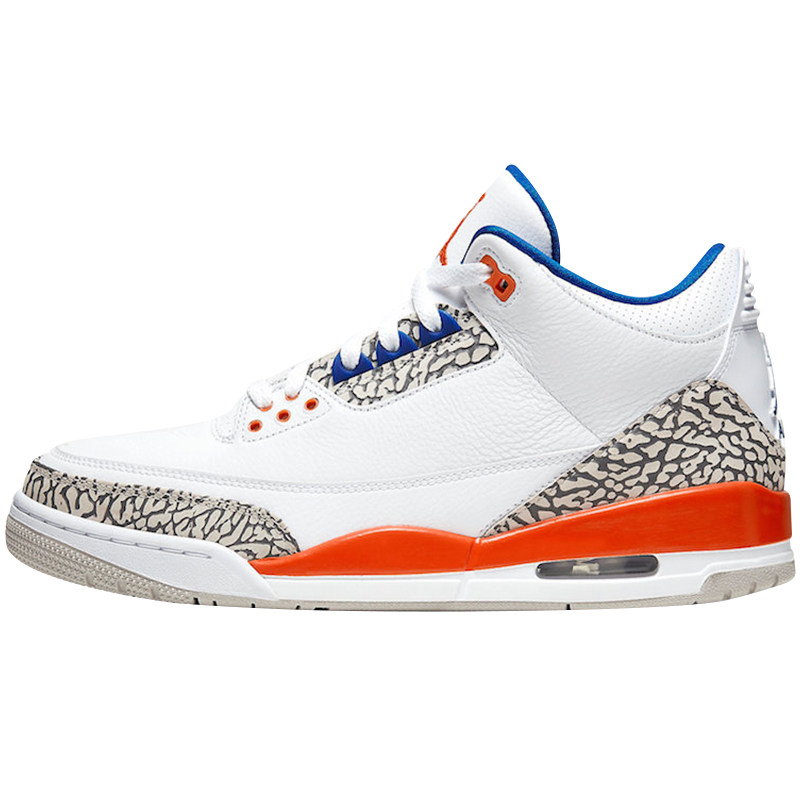 北卡大学airjordanaj3尼克斯白橙蓝爆裂裂纹篮球篮球鞋
