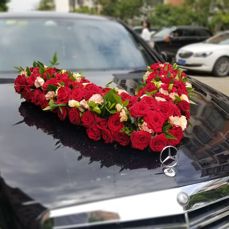 婚车装饰头车鲜花扎花上海花店同城上门服务胸花手捧婚车鲜花