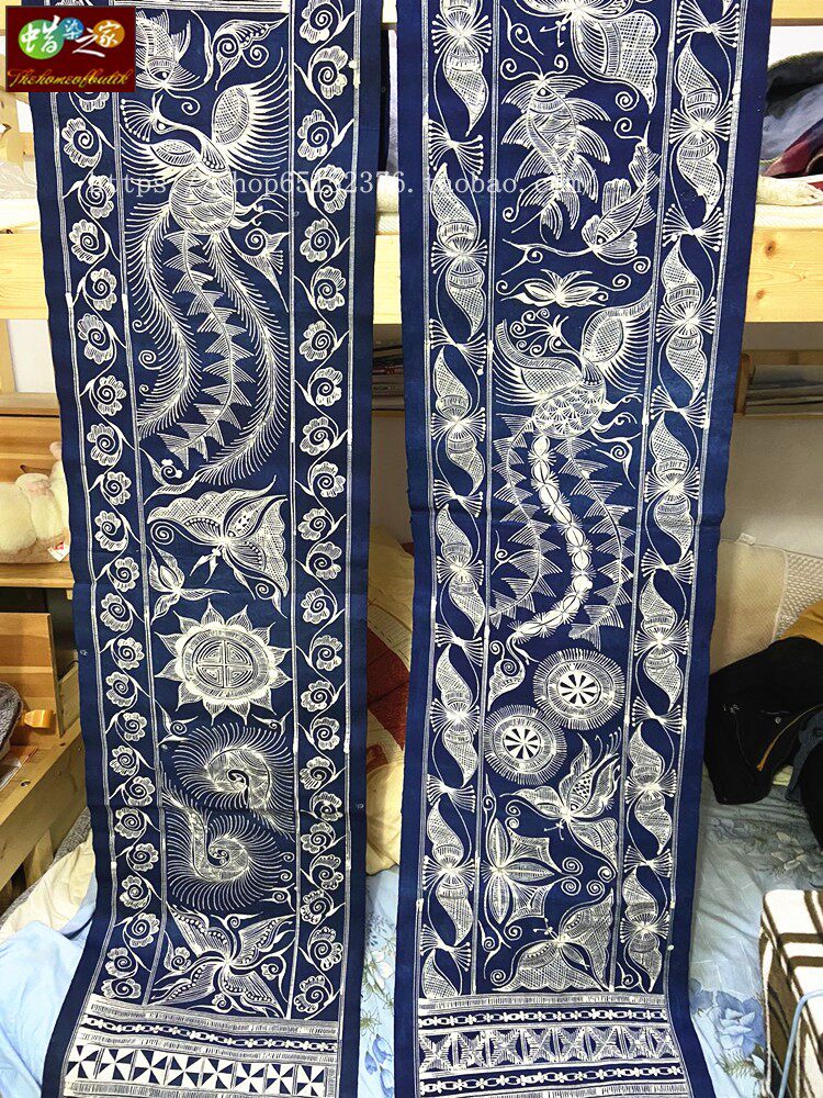 贵州丹寨蜡染手工纯植植物染桌手绘台布家居苗族蜡染