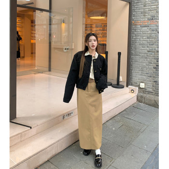 NORA STUDIO Autumn and Winter Gold Buckle Baseball Uniform Women's Tweed Short Fragrant Jacket