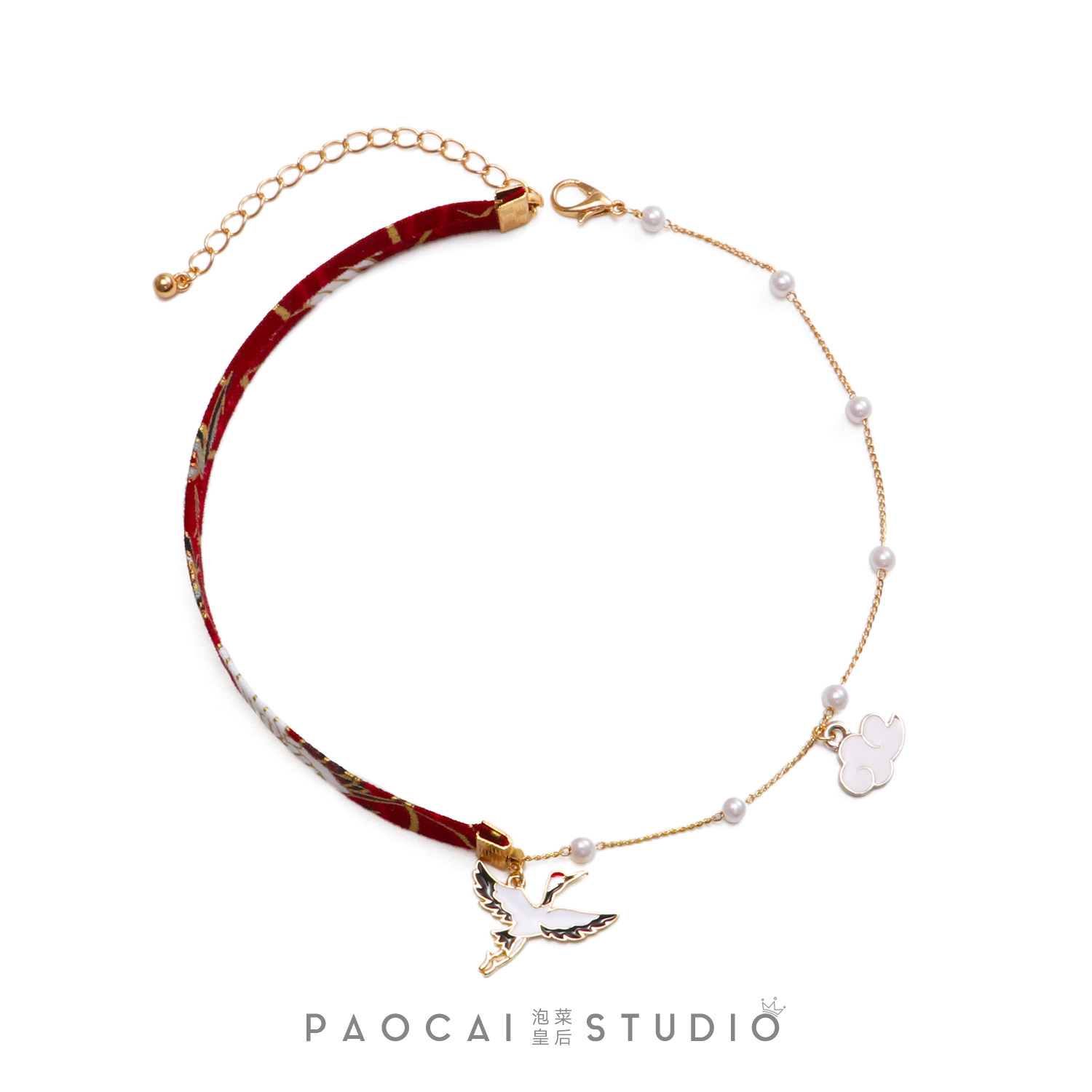 浮世绘国潮日式和风仙鹤复古锁骨文艺手工颈带项链