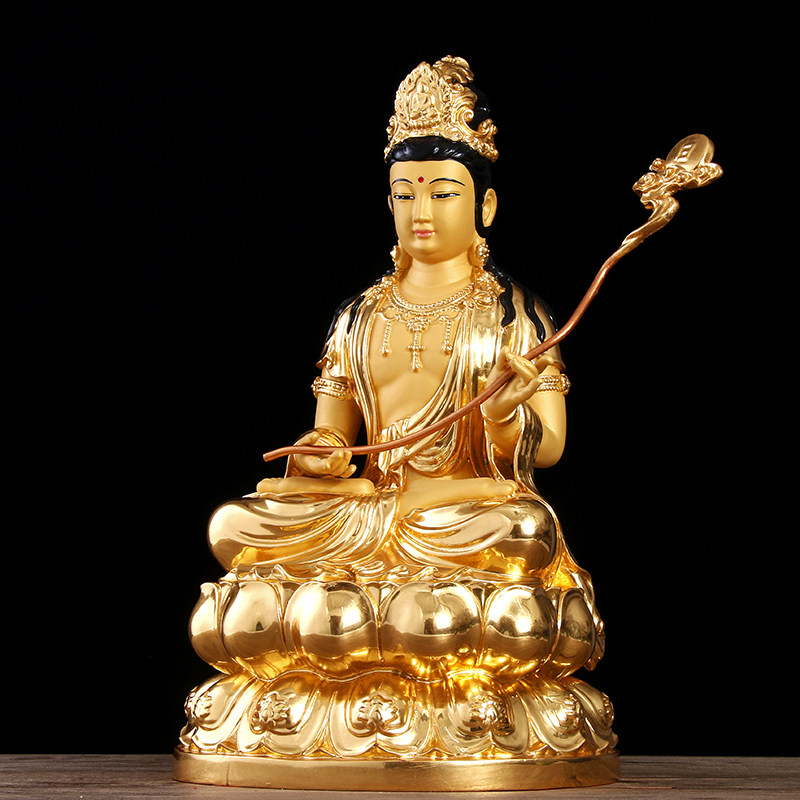 药师台湾居家菩萨月光日光供奉佛像纯铜三圣摆件