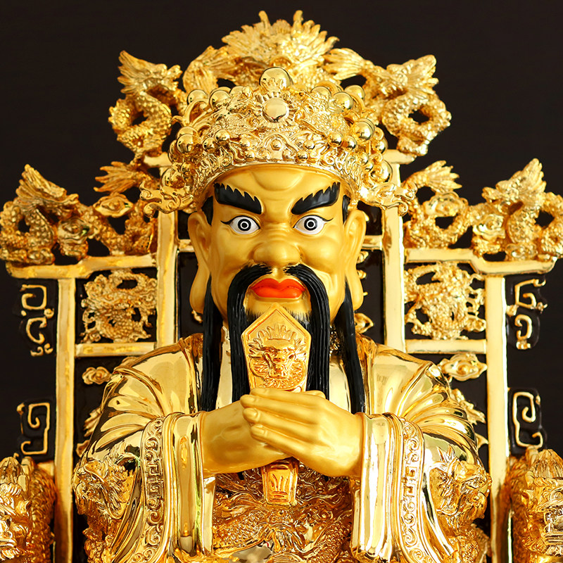 台湾纯铜鎏金五爷神像五台山龙五爷财神广济龙王摆件