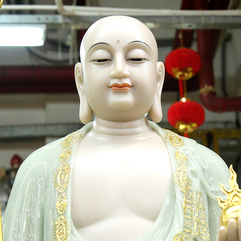 地藏佛像汉白玉立体王佛像光头华山站立石雕九华摆件