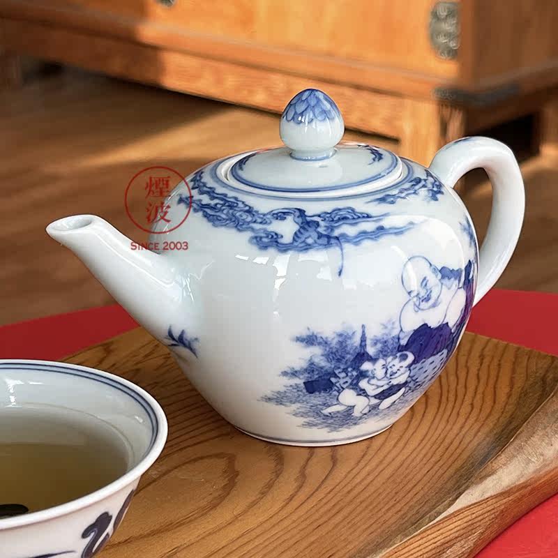 小雅景德镇阮定荣造手绘青花瓷器珍藏茶壶