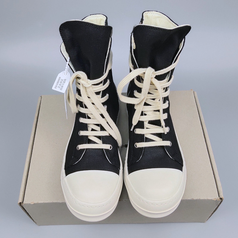 ro高帮鞋19ss升级蜡面帆布板鞋增高奶香厚底高帮鞋
