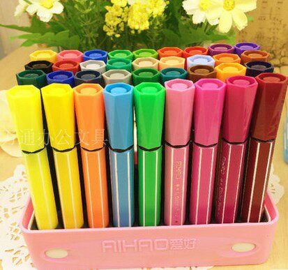 爱好文具批发1771肥仔水彩笔水洗大容量笔头12色水彩笔