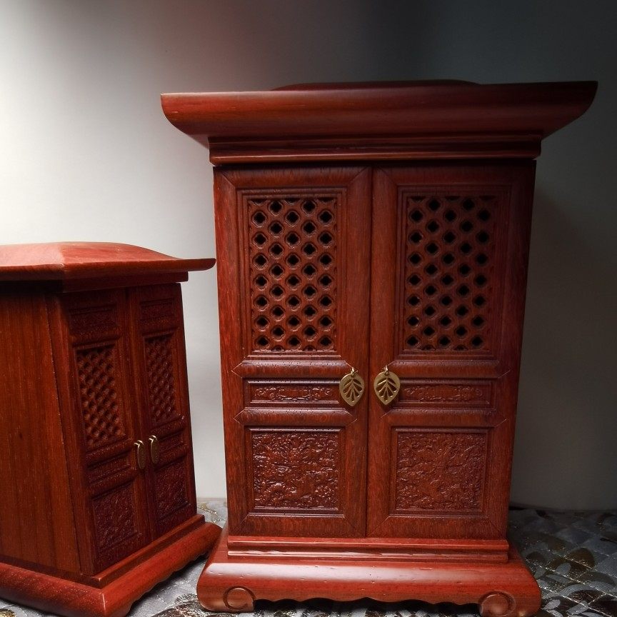 红木桧木佛龛随身携带开门财神菩萨观音供桌神台木雕