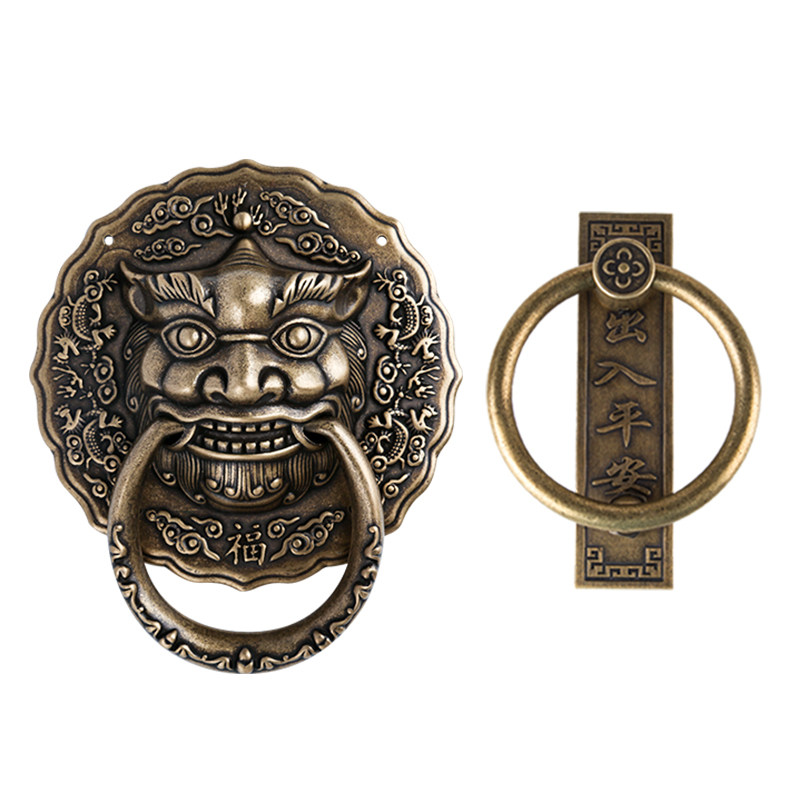 纯铜仿古门环兽头老式狮子狮子头头大门拉手大拉把小拉手