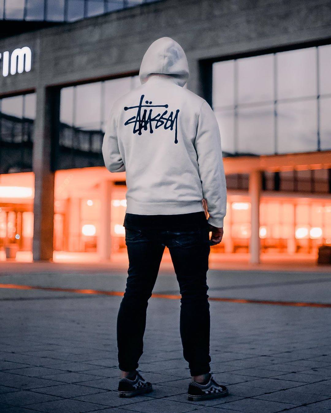 潮物woo stussy basic hood 经典logo印花加绒情侣卫衣连帽衫男女