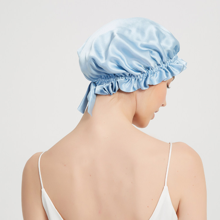 桑蚕舒适睡帽真丝双层居家长发护发调节蚕丝帽子
