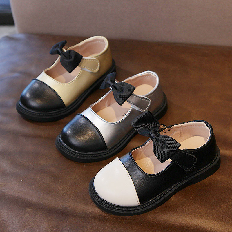 浅口蝴蝶结女童皮鞋学院2021秋季小女孩公主小香风皮鞋