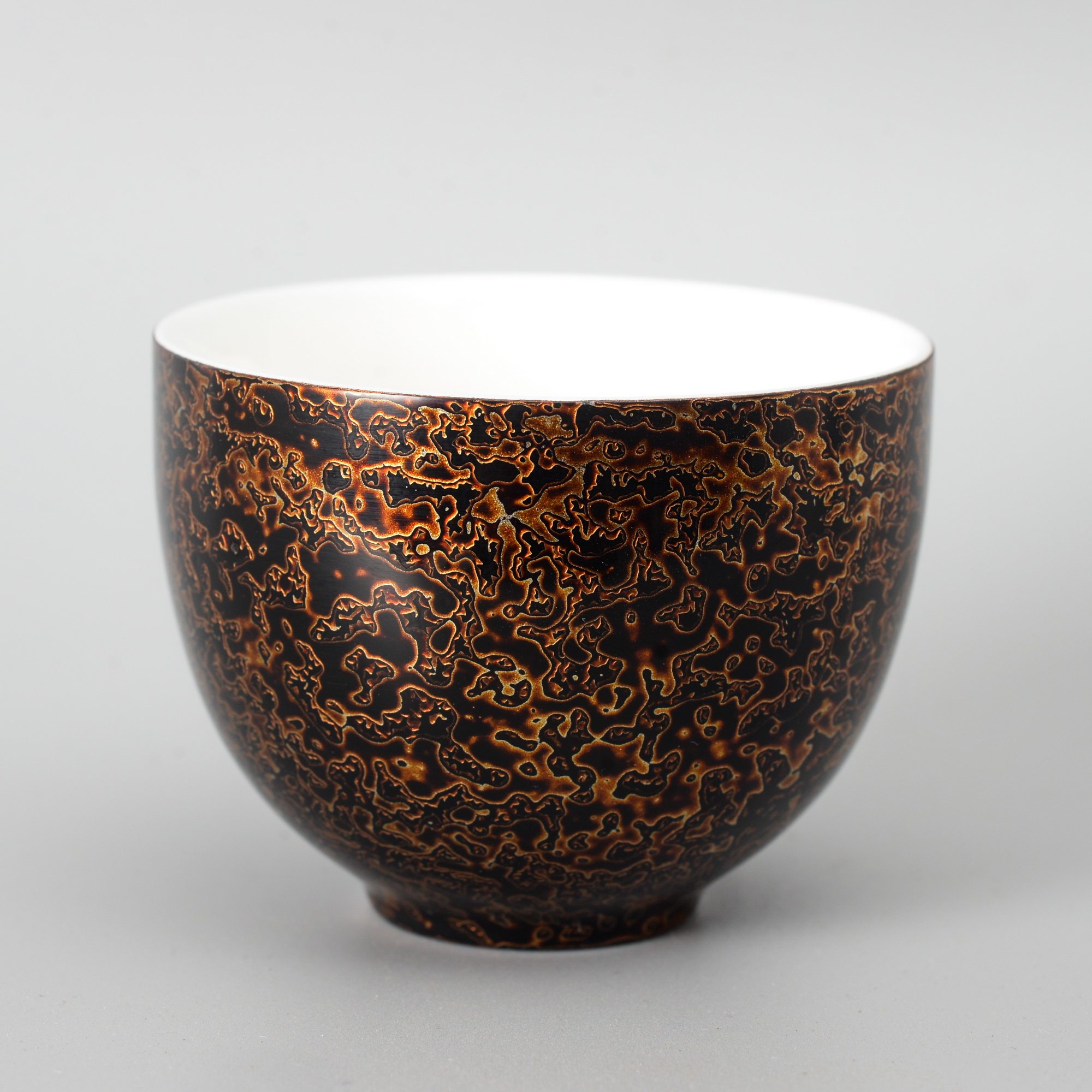 大漆天然无漆漆器犀皮非遗手工白瓷杯主人鎏银漆器