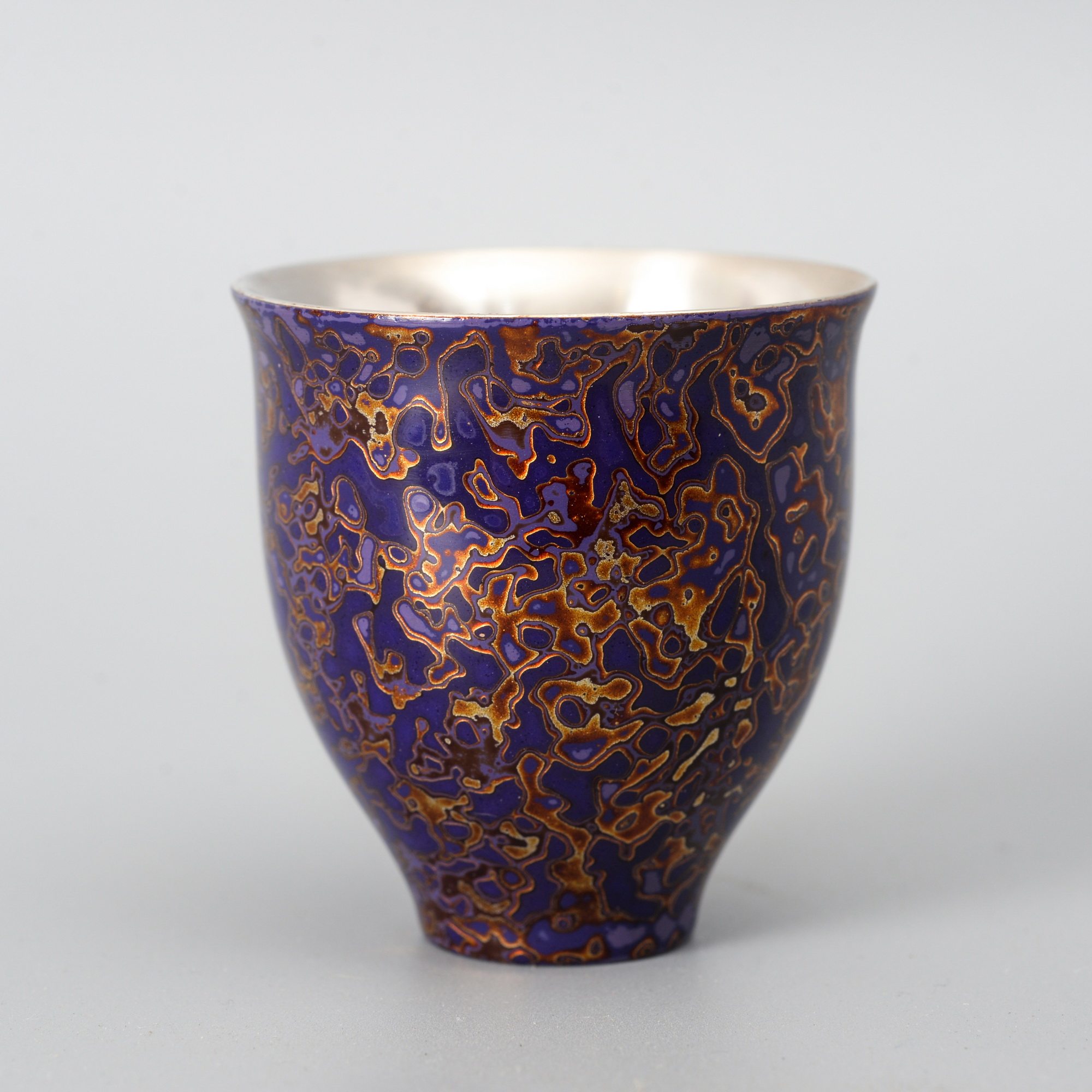 大漆犀皮手工漆非天然主人一口白瓷杯银杯瓷杯漆器