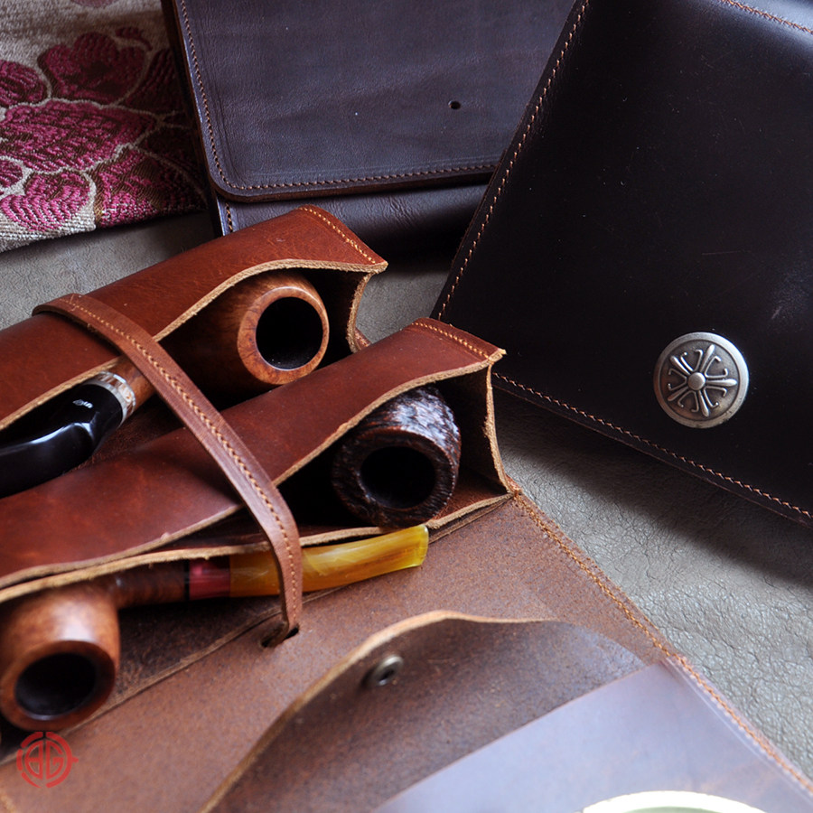 烟斗真皮包真皮手工工头牛皮泊宫多功能机械皮套烟斗包