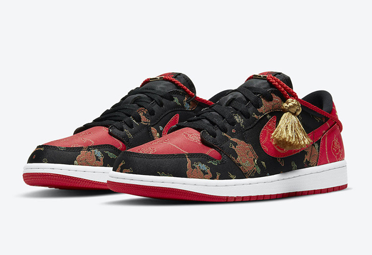 哄哄airjordanaj1lowog黑红红金中国年篮篮球鞋