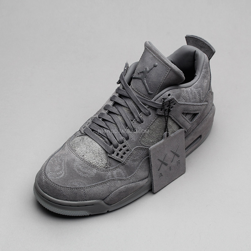 牛哄哄kaws x air jordan 4 aj4 联名酷灰 麂皮篮球鞋 930155-003