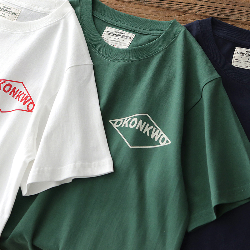 夏季短袖t恤男阿美咔叽美式复古纯棉潮流打底衫休闲字母印花体恤