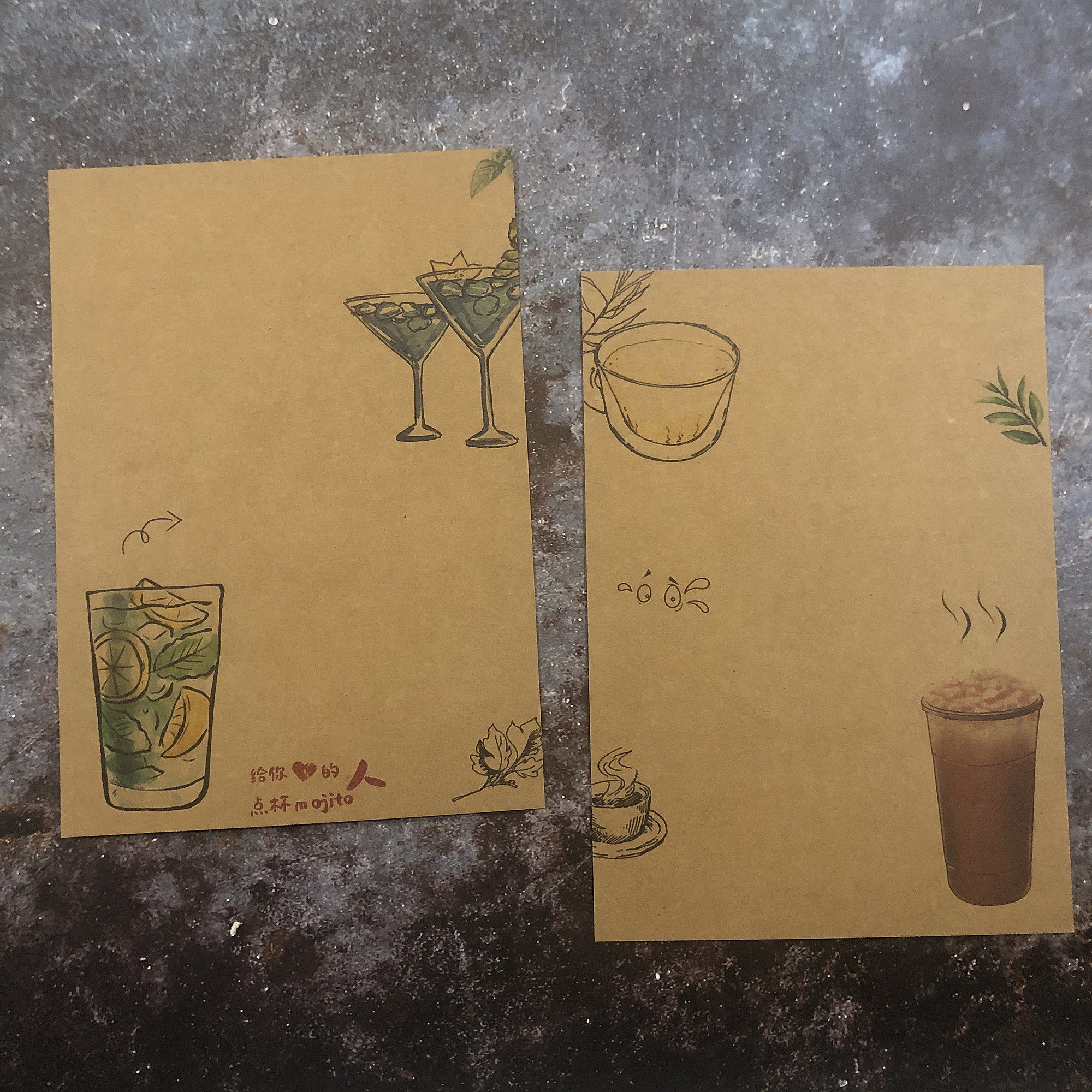 a4手绘牛皮纸菜单内页纸张手写餐牌内芯diy定制菜谱