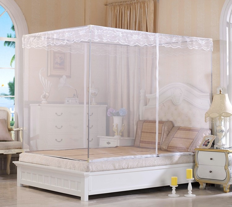 蚊帐方顶加密全底不锈钢支架拉链开门坐床单人蚊帐