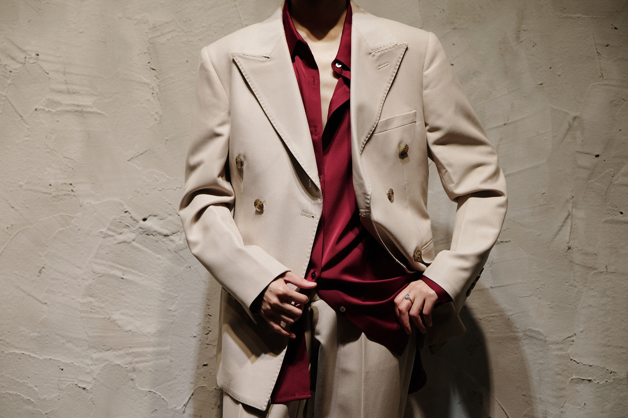 复古color新款春秋中性米色西装绅士韩版外套上西装